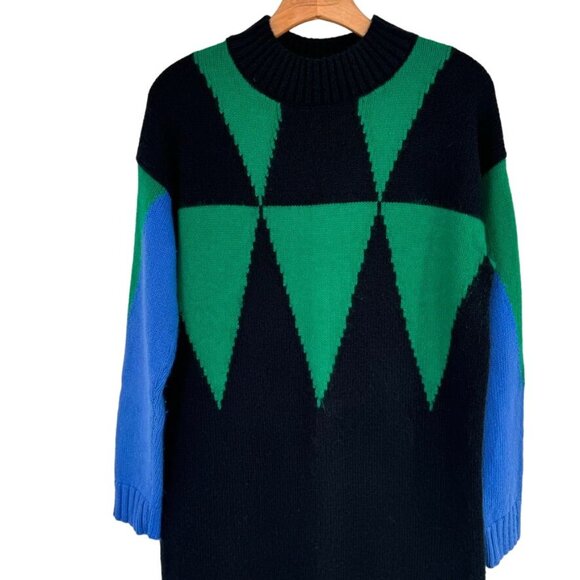 Etcetera Womens  Green Geometric Sweater Dress size large cotton blend - Picture 10 of 13